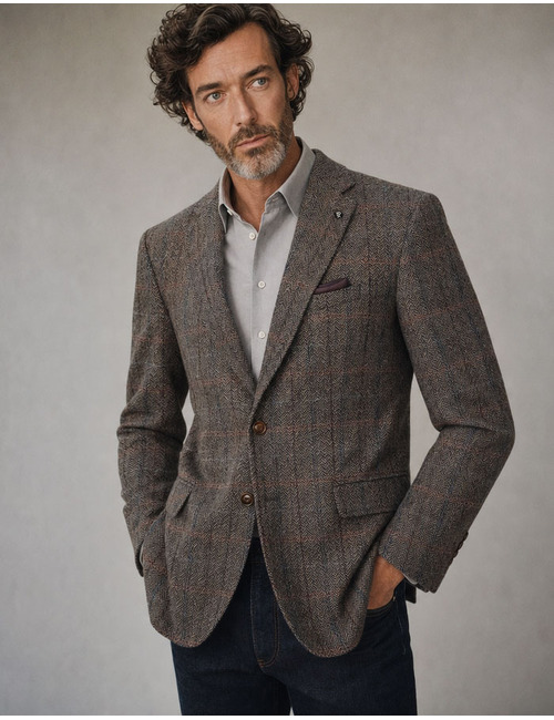 Theo SV Modern Fit blazer in wol bruin