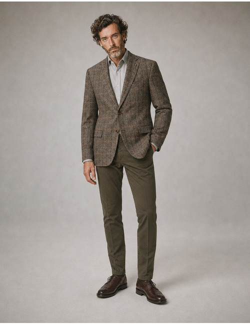 Theo SV Modern Fit blazer in wol bruin