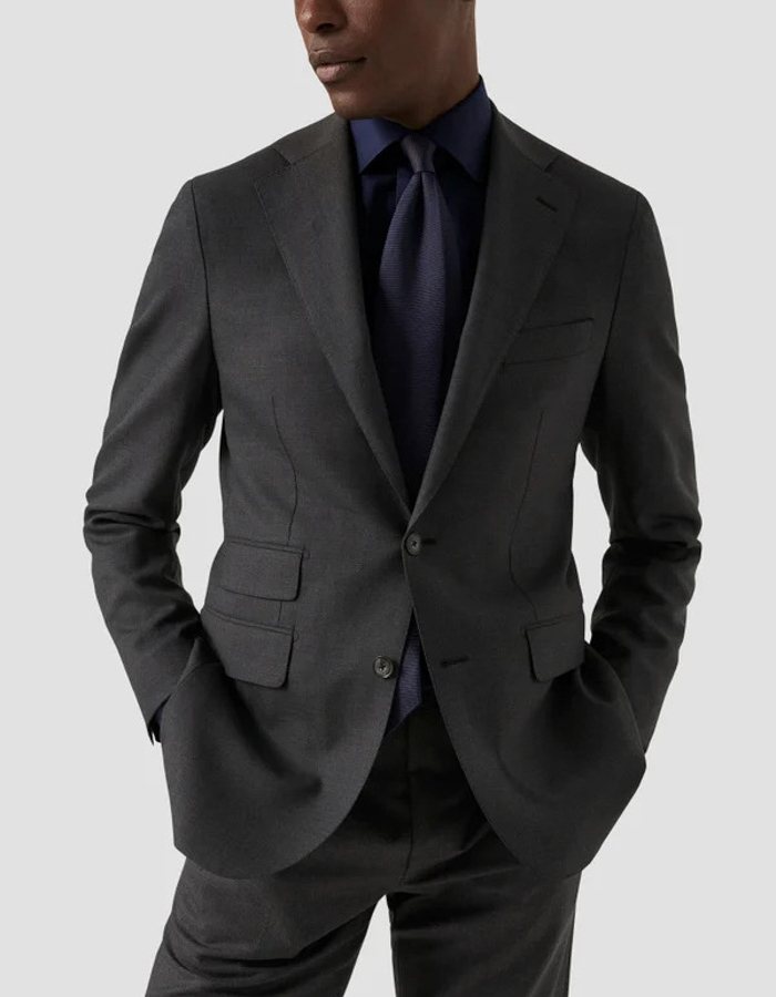 Signature Twill Slim hemd effen donkerblauw