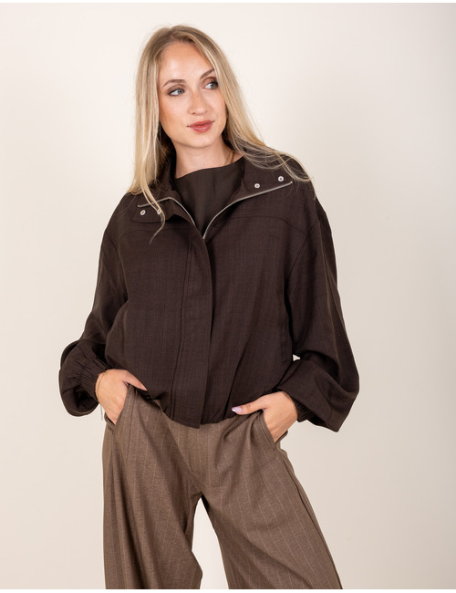 Neo Noir lange mouw bloes bruin