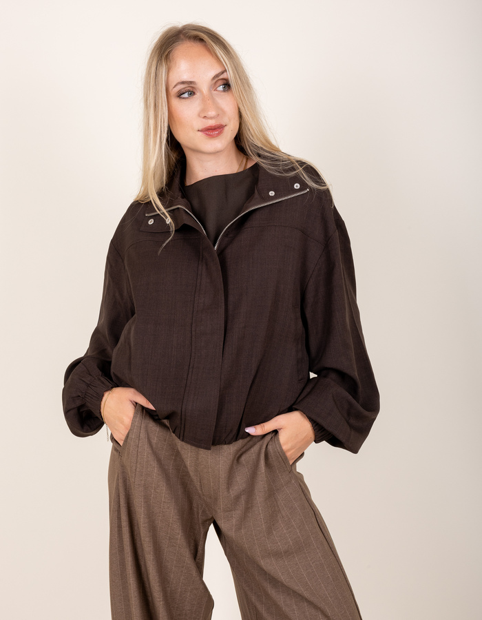 Neo Noir lange mouw bloes bruin