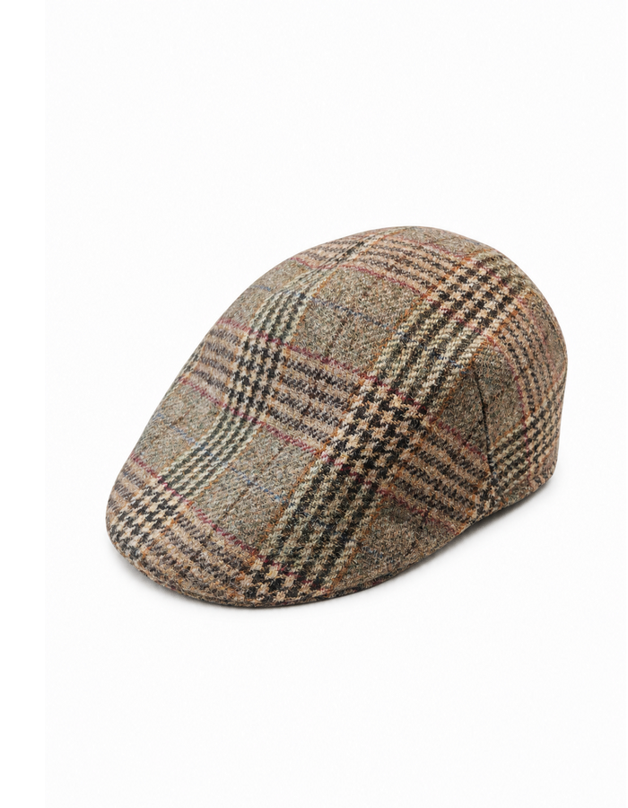 5647 Soft Cap met ruitpatroon beige