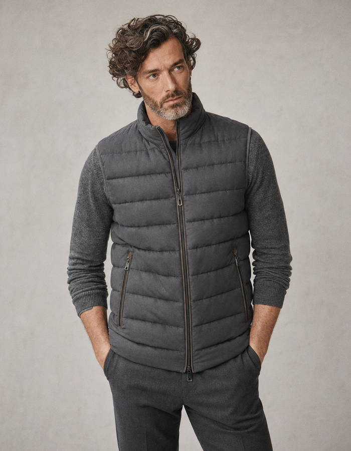 MSDawson gewatteerde bodywarmer met SORONA® rookgrijs