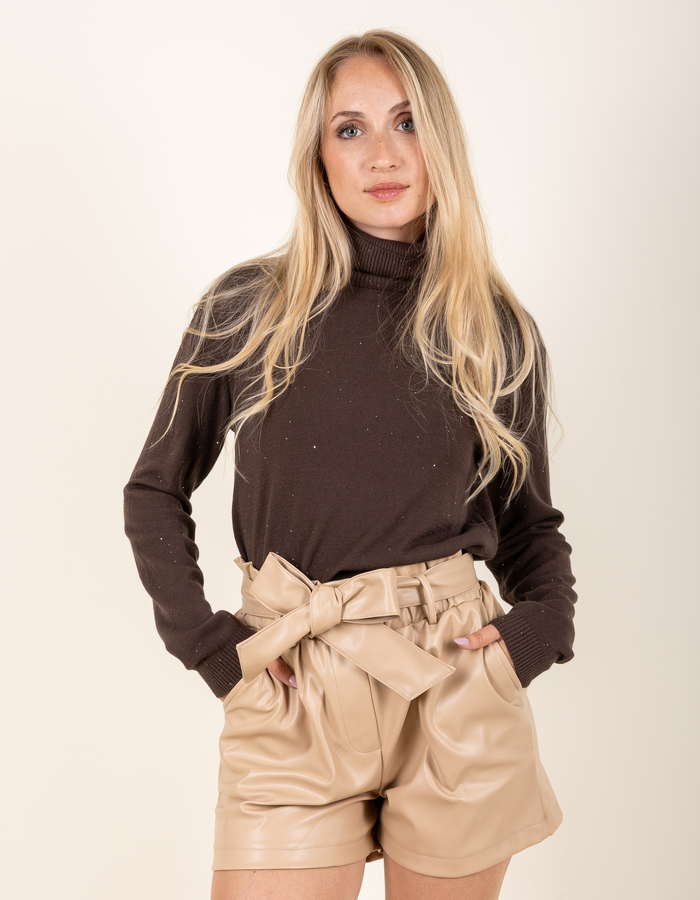 Beau Et Lou pull rolkraag bruin