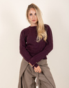 Pull à col rond avec détails boutonnés bordeaux