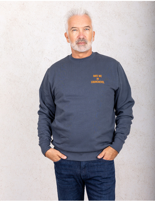 DATE ME IN COURCHEVEL trui met rugprint donkerblauw