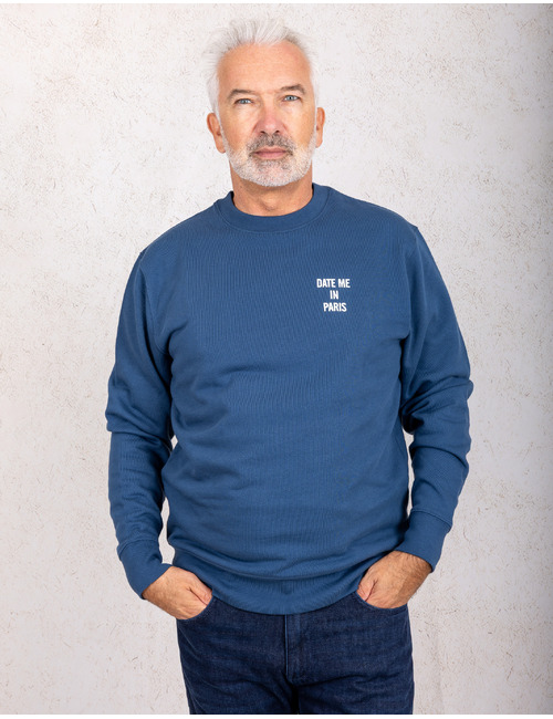 DATE ME IN PARIS trui met rugprint blauw