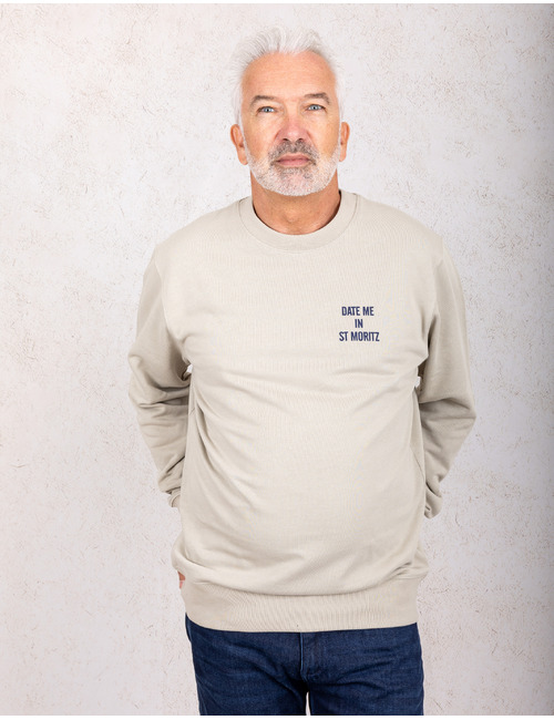 DATE ME IN ST MORITZ trui met rugprint beige