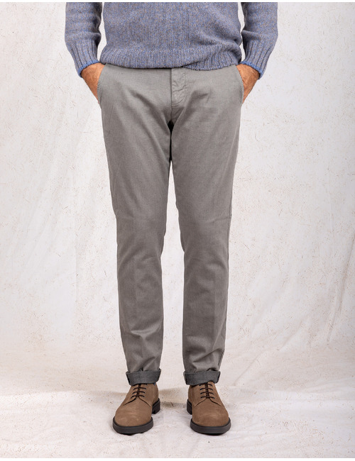 Torino chino modern fit met diagonale structuur grijs