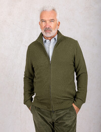 H-Loretti regular fit katoenen cardigan met rits groen