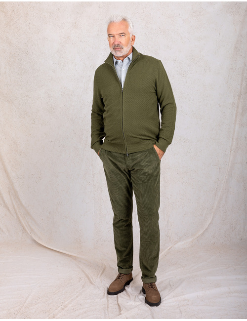 H-Loretti regular fit katoenen cardigan met rits groen