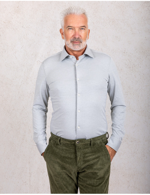 P-HANK-K-261 slim fit businesshemd in jersey grijs