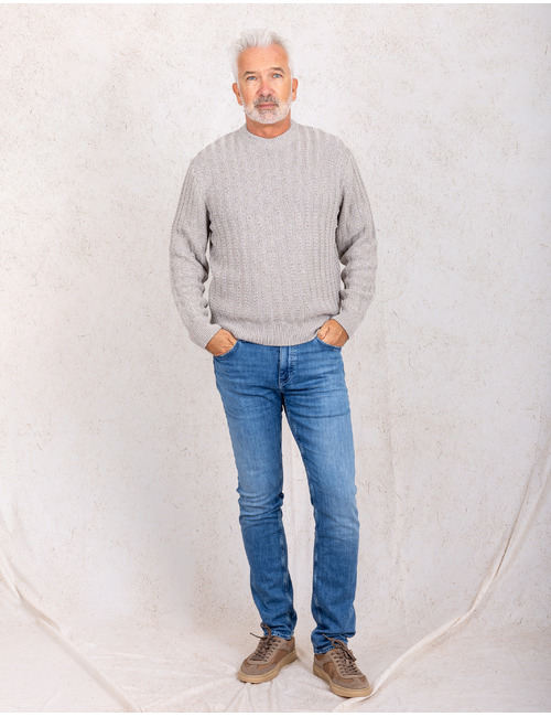 Arakingo relaxed fit katoenen trui met ronde hals beige