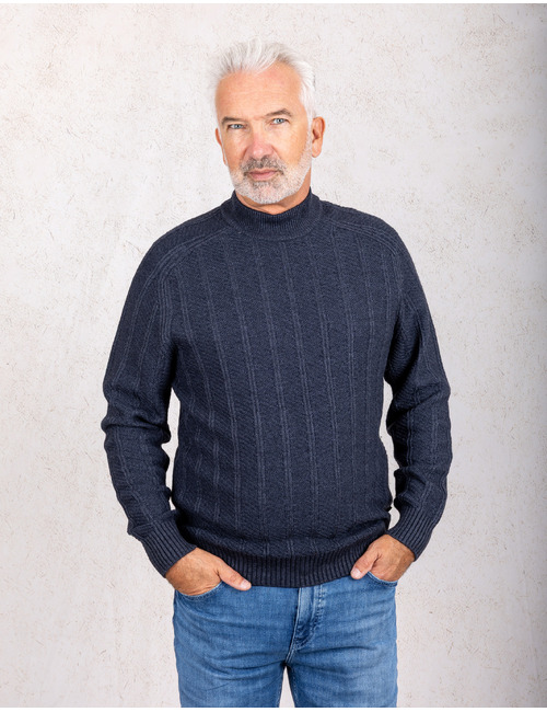 Gebreide trui met opstaande hals donkerblauw