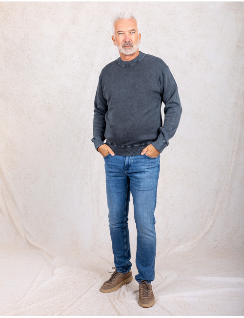 Akapulko relaxed fit katoenen trui met jacquardstructuur navy