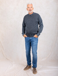 Akapulko relaxed fit katoenen trui met jacquardstructuur navy