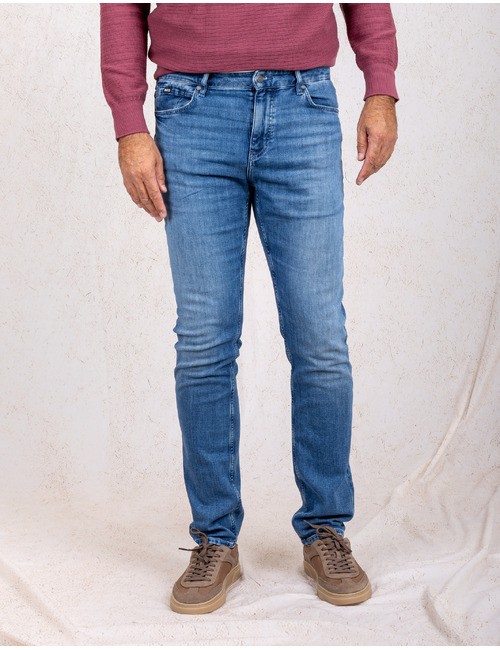 C-Delaware slim fit stretchjeans met wassing blauw