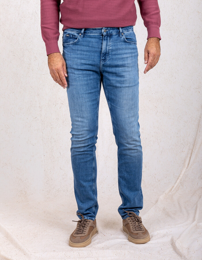 C-Delaware slim fit stretchjeans met wassing blauw