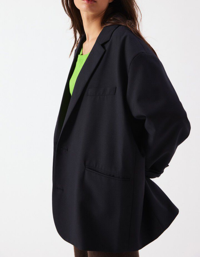Ayany - lange blazer van wolmix navy