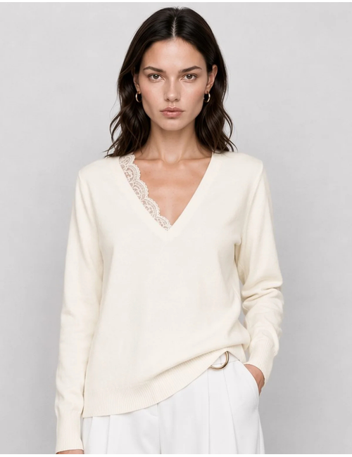 Kocca pull met v-hals wit
