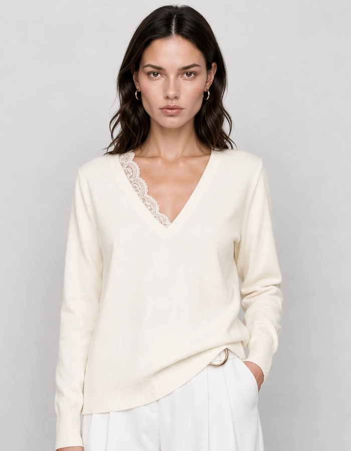 Kocca pull met v-hals wit