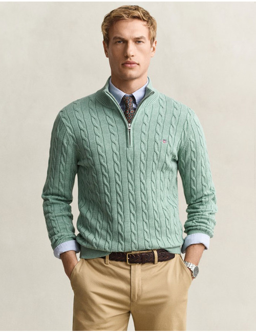 Gant pull met rits groen