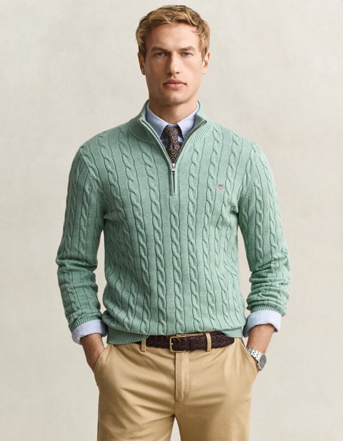 Gant pull met rits groen