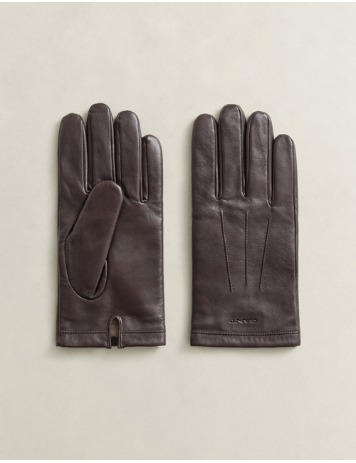 Lamsleren handschoenen met kasjmier voering donkerbruin