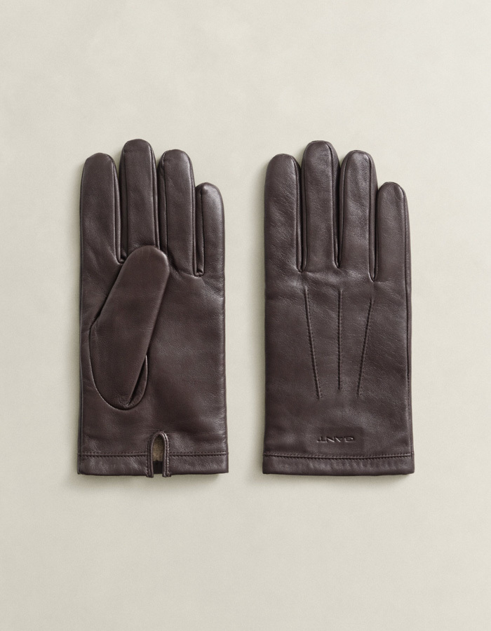 Lamsleren handschoenen met kasjmier voering donkerbruin