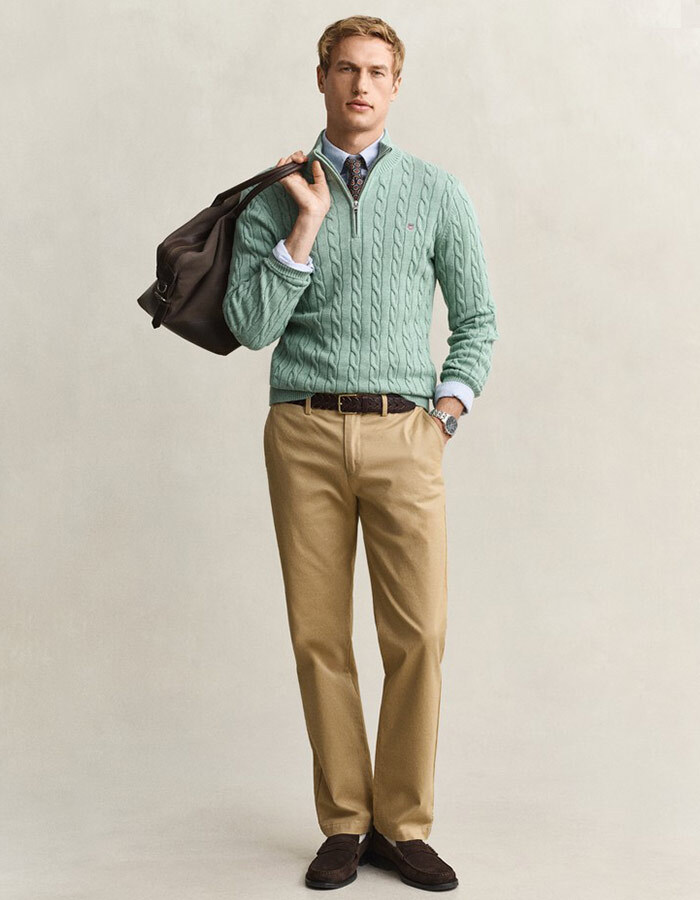 Gant pull met rits groen