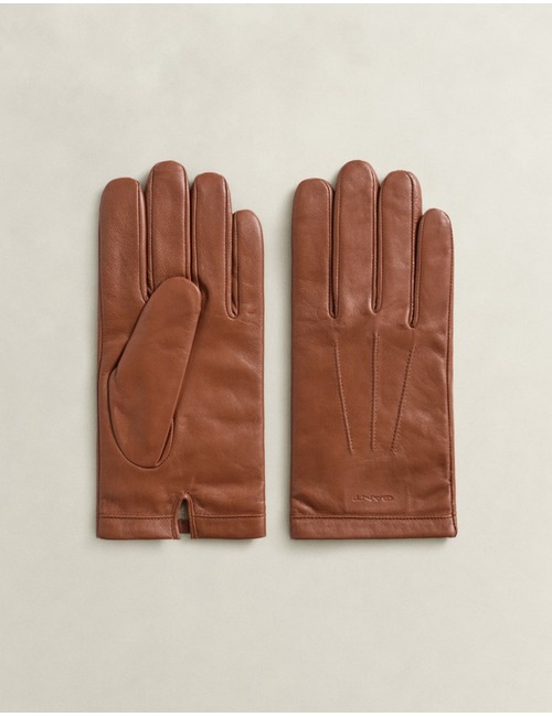 Lamsleren handschoenen met kasjmier voering cognac