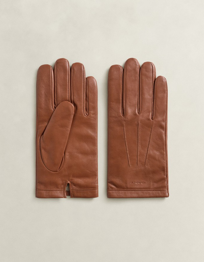 Lamsleren handschoenen met kasjmier voering cognac