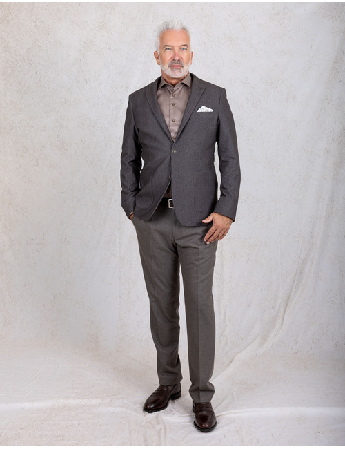 Modern Fit blazer met stretch en structuur bruin