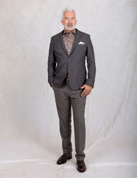 Modern Fit blazer met stretch en structuur bruin