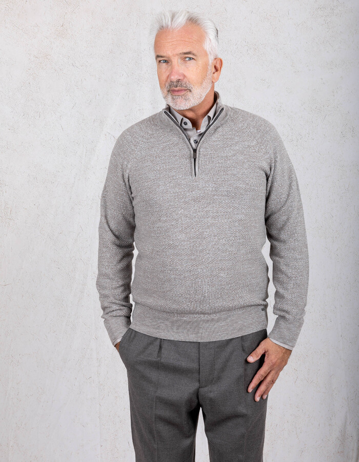 Gentiluomo pull met korte rits bruin