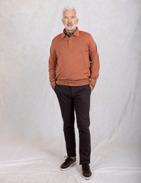 H-Lancione regular fit merinowollen polo terracotta