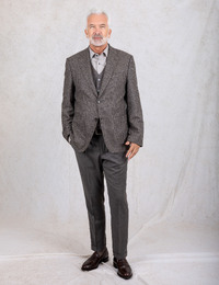 Regular fit blazer met pied-de-poule bruin