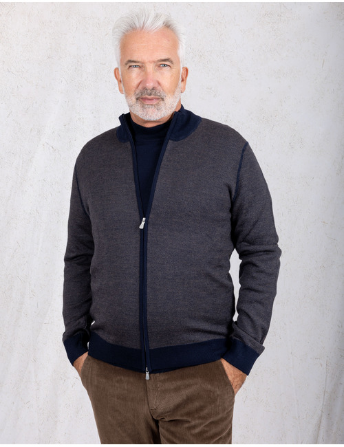 Cardigan met ritssluiting en contrastdetails bruin