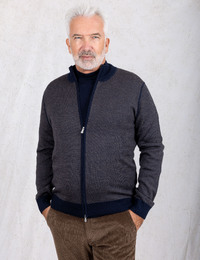 Cardigan met ritssluiting en contrastdetails bruin
