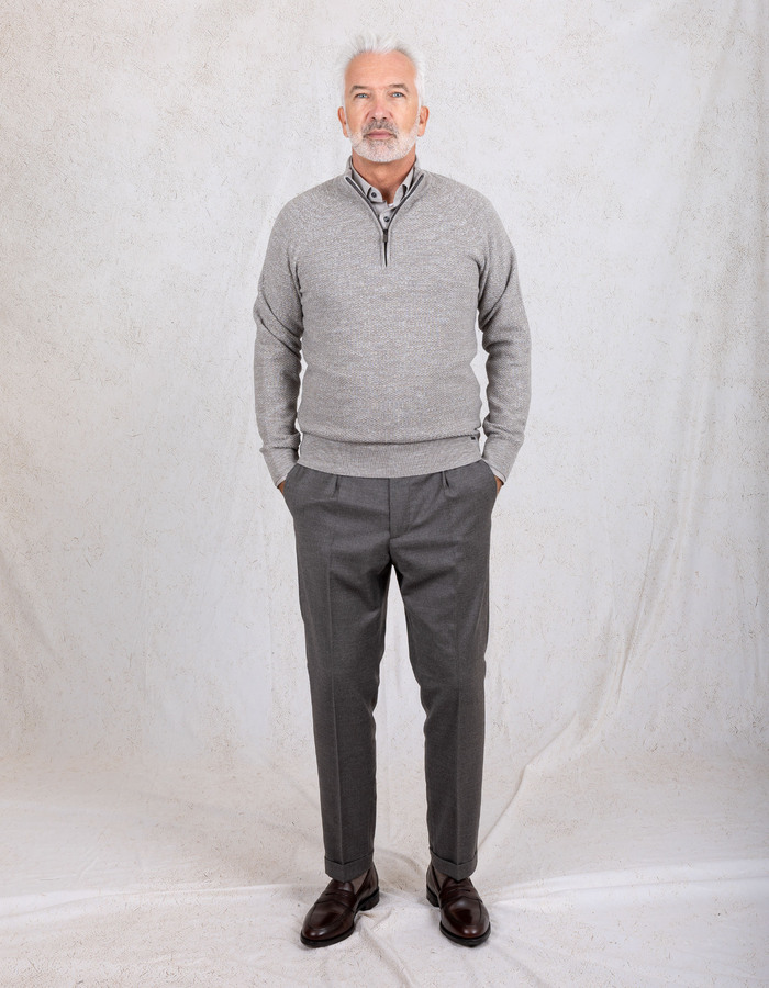Gentiluomo pull met korte rits bruin