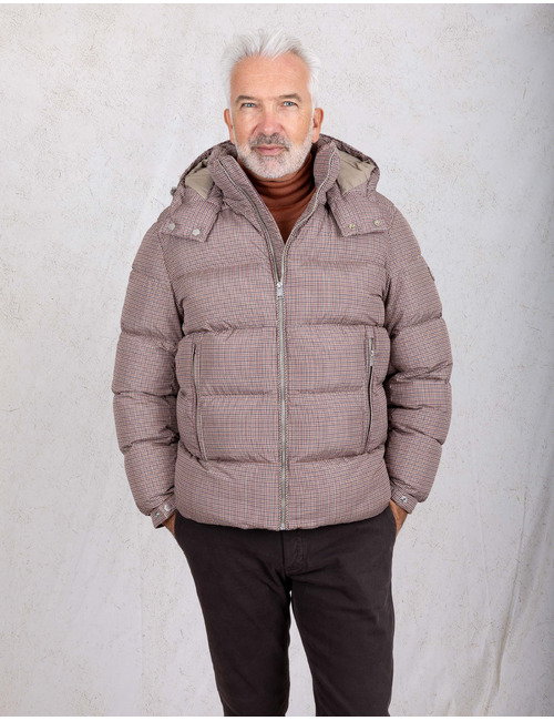 H-Colter-HOUNDSTOOTH gewatteerde jas met print bruin