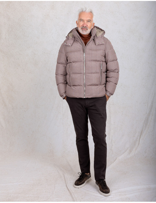 H-Colter-HOUNDSTOOTH gewatteerde jas met print bruin