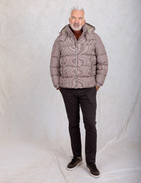 H-Colter-HOUNDSTOOTH gewatteerde jas met print bruin