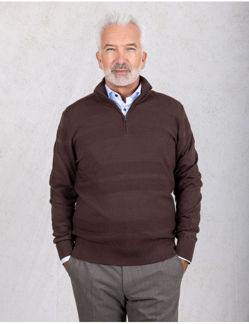 Boss pull met korte rits bruin