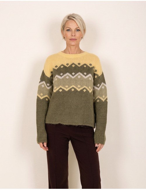 Riani pull met ronde hals kaki