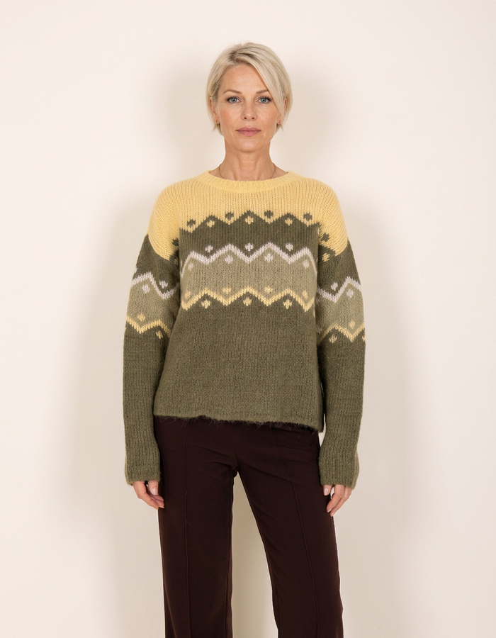 Riani pull met ronde hals kaki