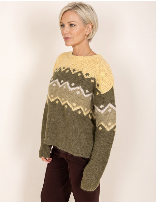 Riani pull met ronde hals kaki