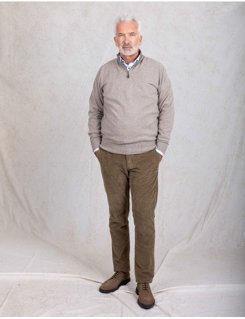 Alan Paine pull met korte rits beige