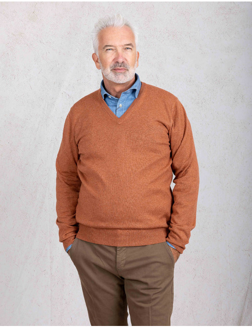 Gran Sasso pull met v-hals oranje