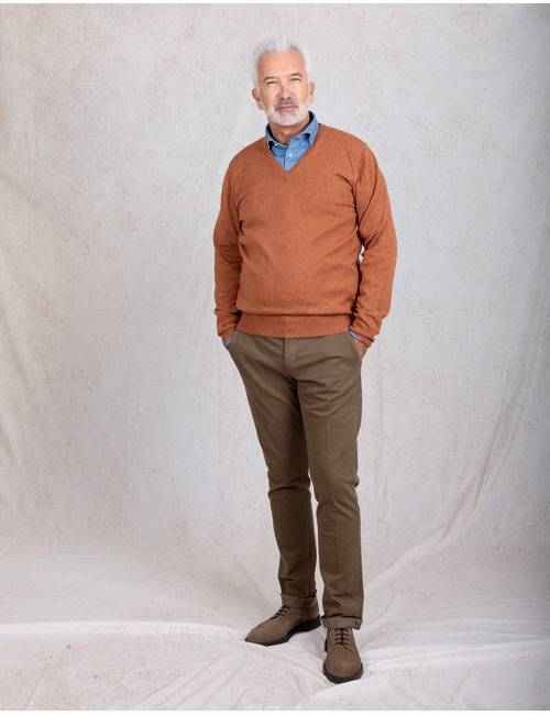 Gran Sasso pull met v-hals oranje